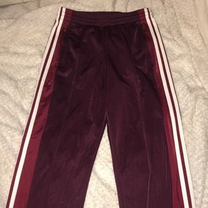 maroon adidas track pants